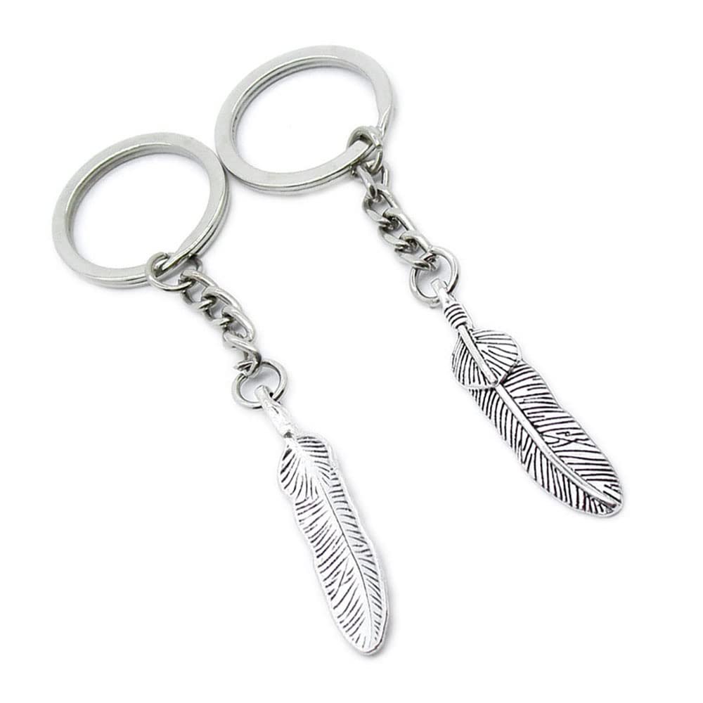 5 Pieces Keychain Keyring Door Car Key Chain Ring Tag Charms Supplies VN7C5H Feather Plumage Plume