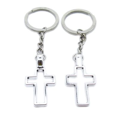 10 Pieces Keychain Keyring Door Car Key Chain Ring Tag Charms Supplies VH2W2K Hollow Cross