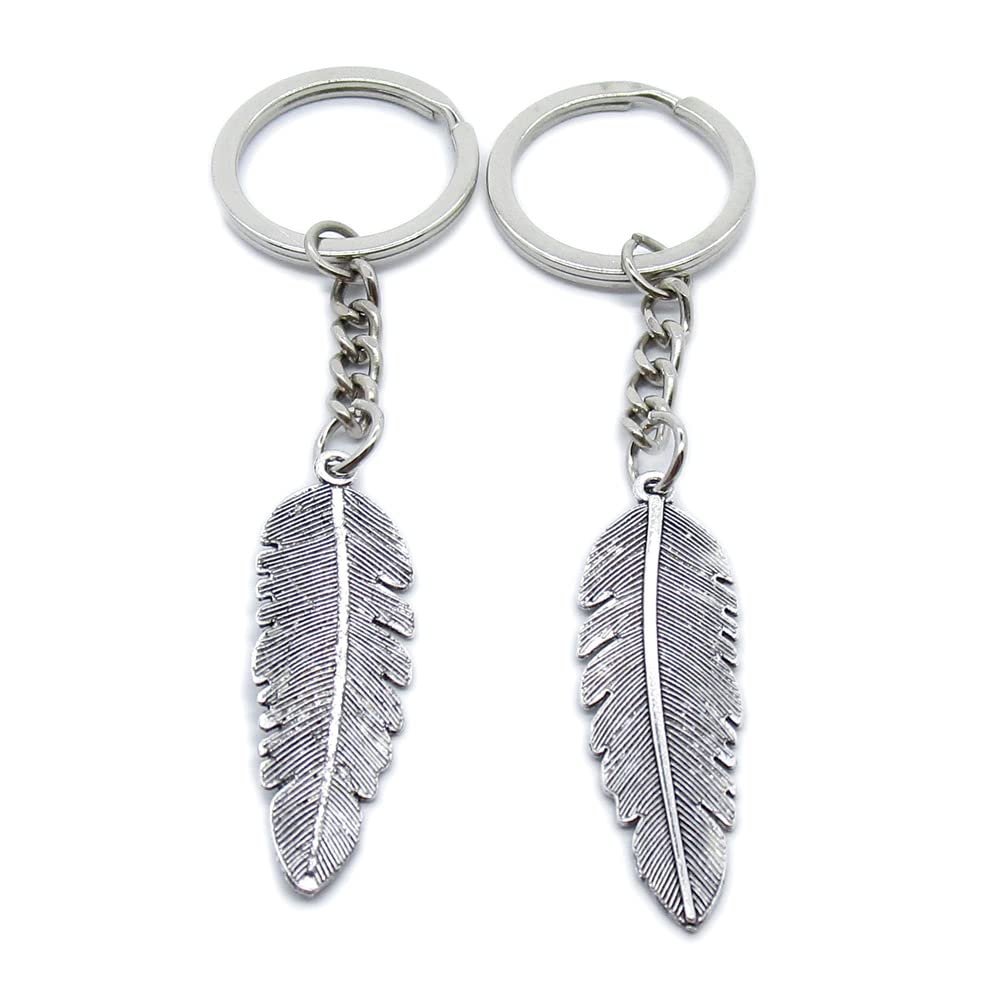 5 Pieces Keychain Keyring Door Car Key Chain Ring Tag Charms Supplies HK7H2Y Feather Plumage Plume