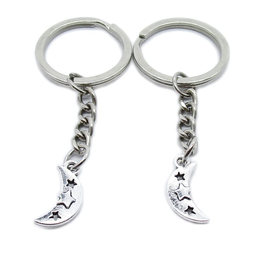 10 Pieces Keychain Keyring Door Car Key Chain Ring Tag Charms Supplies XE2S3W Moon Stars