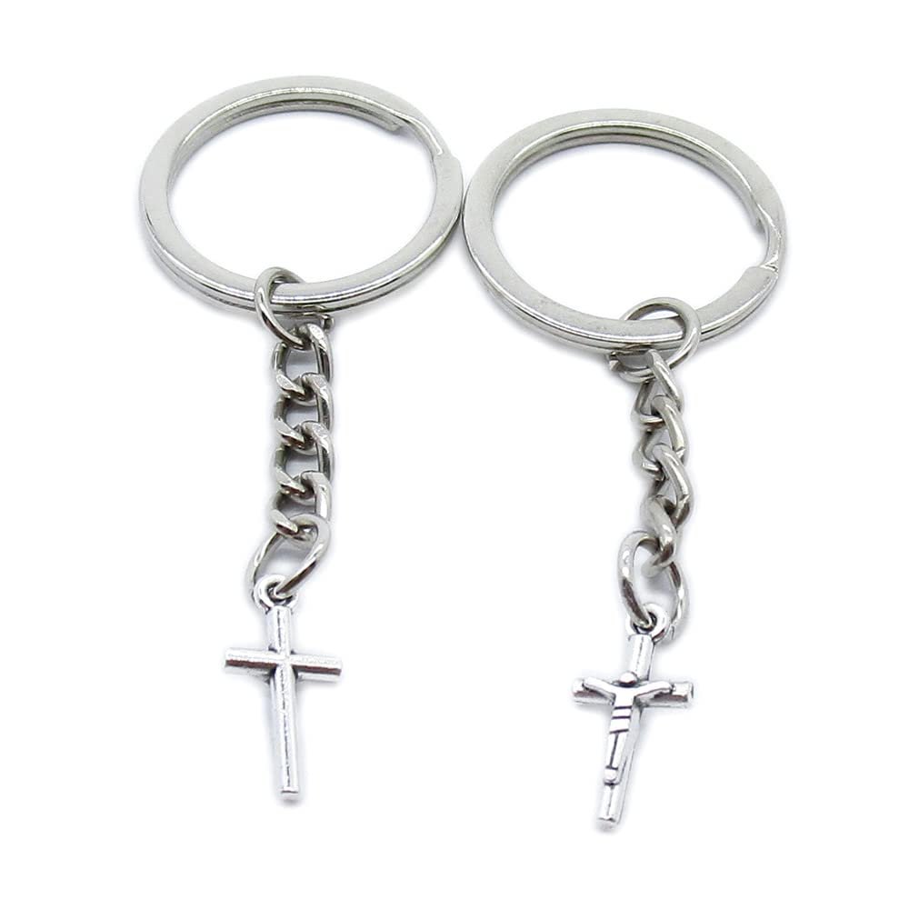 10 Pieces Keychain Keyring Door Car Key Chain Ring Tag Charms Supplies HQ2I4C Jesus Cross