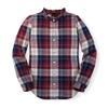 Hope & Henry Baby Girls' Long Sleeve Ruffle Collar Button Down Shirt, 3-6 Months, Berry Tartan view 1