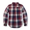 Hope & Henry Baby Girls' Long Sleeve Ruffle Collar Button Down Shirt, 3-6 Months, Berry Tartan view 4