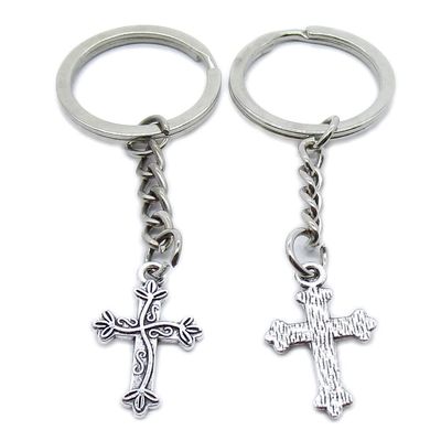10 Pieces Keychain Keyring Door Car Key Chain Ring Tag Charms Supplies JO2X2H Leaf Latin Cross