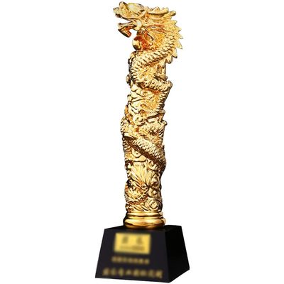 Award Trophies Trophies in Bulk with Engraving Prosperity Dragon Gold Plated Trophy, Resin Dragon Pillar Winner Statue, Customizable Prizes for Awards Ceremony, Free Typography