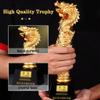 Award Trophies Trophies in Bulk with Engraving Prosperity Dragon Gold Plated Trophy, Resin Dragon Pillar Winner Statue, Customizable Prizes for Awards Ceremony, Free Typography view 3
