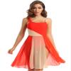 Kaerm Adult Halter Dance Dresses Sleeveless Color Block Modern Contemporary Ballet Dancewear Orange Large view 1