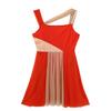 Kaerm Adult Halter Dance Dresses Sleeveless Color Block Modern Contemporary Ballet Dancewear Orange Large view 3