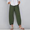 QWENTMTNTY Plus Size Capris Pants for Women Cotton Linen Wide Leg Casual Summer Comfy High Waisted Loose Crop Pants Pockets view 2