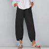 QWENTMTNTY Plus Size Capris Pants for Women Cotton Linen Wide Leg Casual Summer Comfy High Waisted Loose Crop Pants Pockets view 2