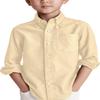 Boys' Long Sleeve Dress Shirts Classic Collared Button-Down Tshirt Solid Cotton Top with Chest Pocket White view 1