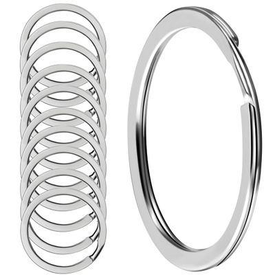 10PSC Upgraded Thickened Rustproof 304 Stainless Steel Key Rings 1 Inch/25mm for Car Keys DIY Durable for Outdoor Use, Silver