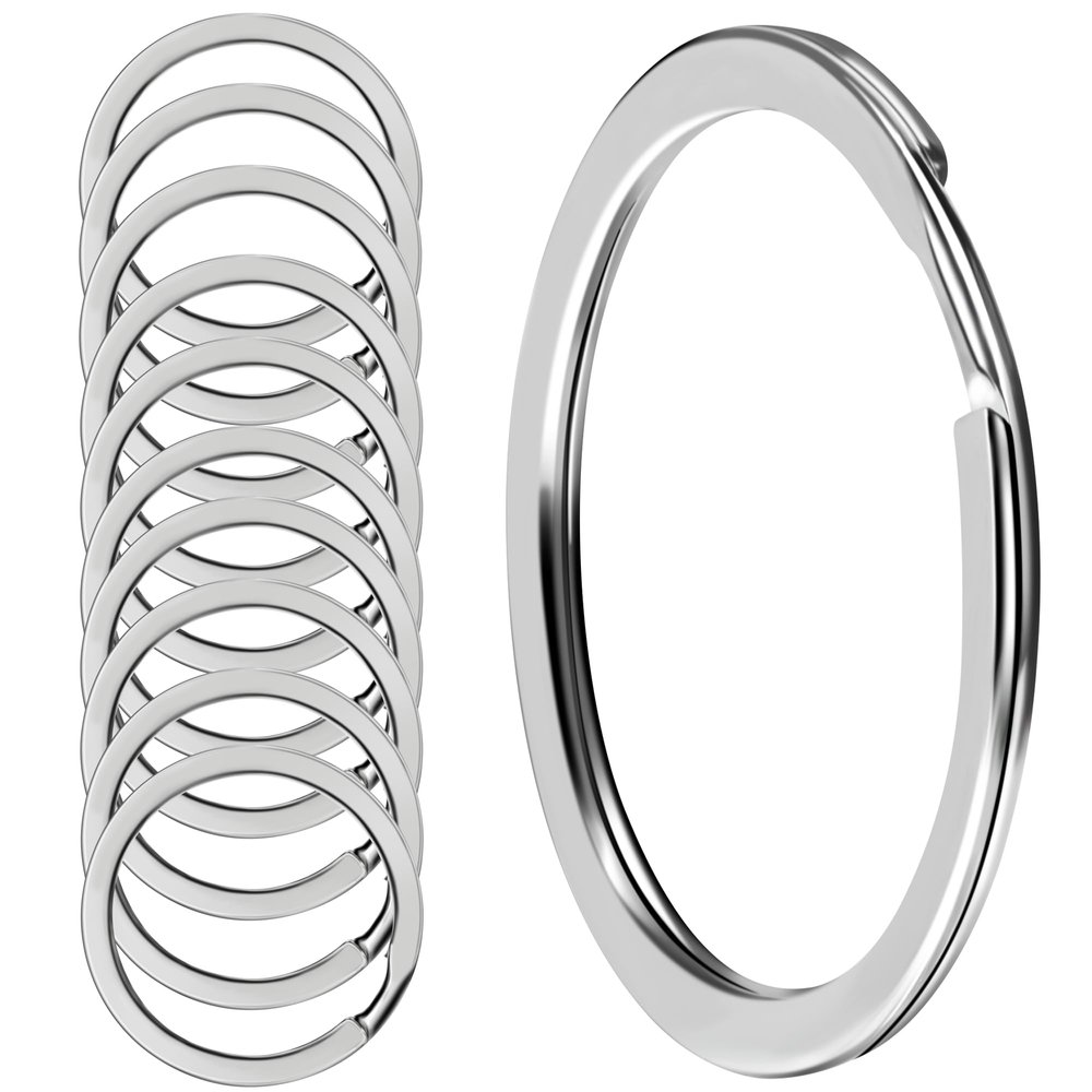 10PSC Upgraded Thickened Rustproof 304 Stainless Steel Key Rings 1 Inch/25mm for Car Keys DIY Durable for Outdoor Use, Silver