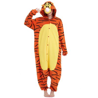 Beauty Shine Unisex Adult Onesie One Piece Pajamas Cosplay Cartoon Costume Halloween Christmas Sleepwear Jumpsuit Plush Homewear(Tigger, Small)