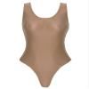 TSSOE Women's Glossy One Piece Swimsuits High Cut Leg Thong Cheeky Sexy Bathing Suits for Women Swimwear Coffee X-Large view 2