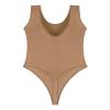 TSSOE Women's Glossy One Piece Swimsuits High Cut Leg Thong Cheeky Sexy Bathing Suits for Women Swimwear Coffee X-Large view 3