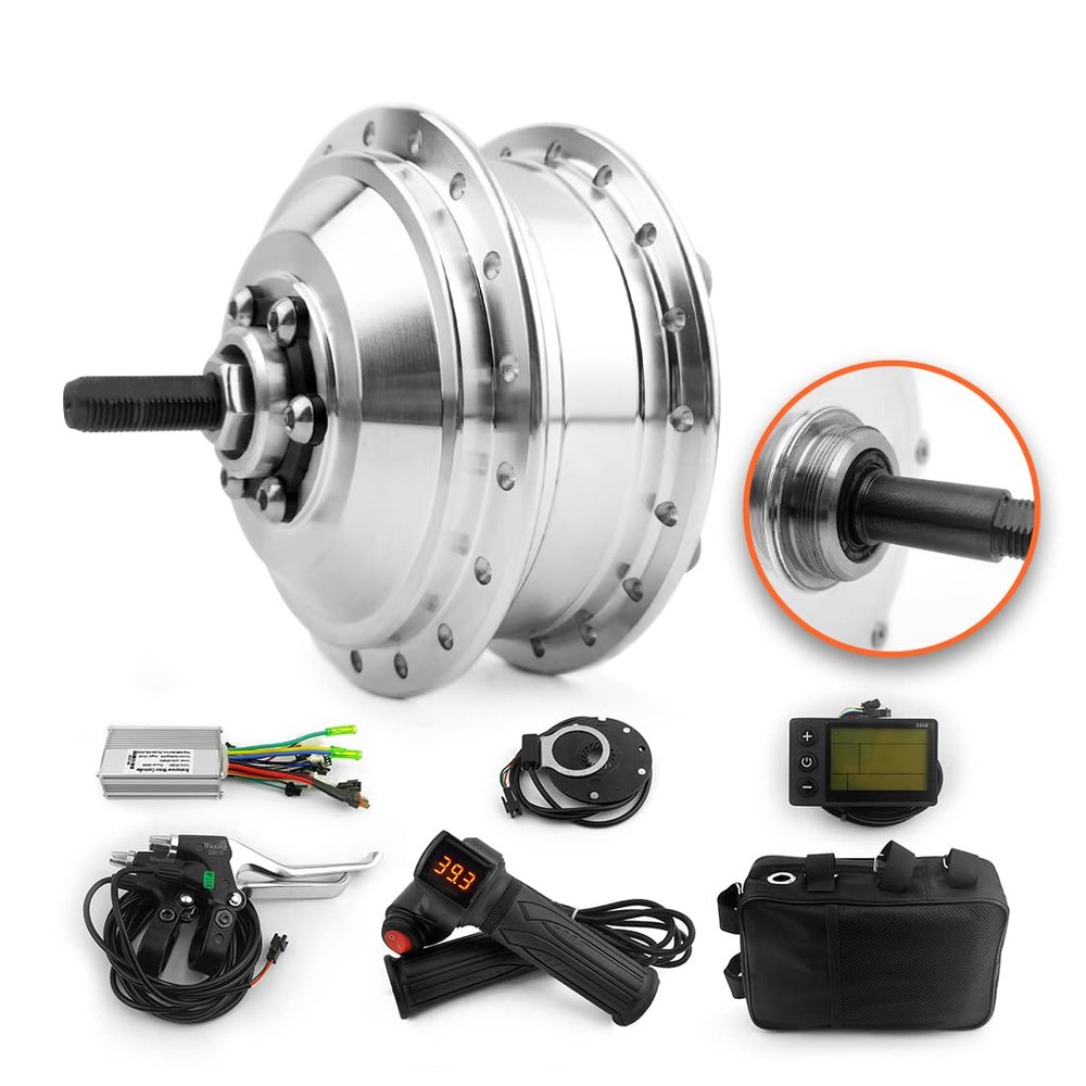 L-faster Bicycle with Silver Brushless Hub Motor LCD for 7 Speed Gears Bike Silver Rear Wheel(36V 250W)