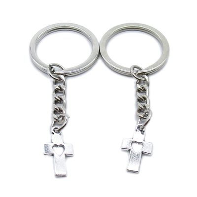 10 Pieces Keychain Keyring Door Car Key Chain Ring Tag Charms Supplies KF7T1J Love Heart Cross