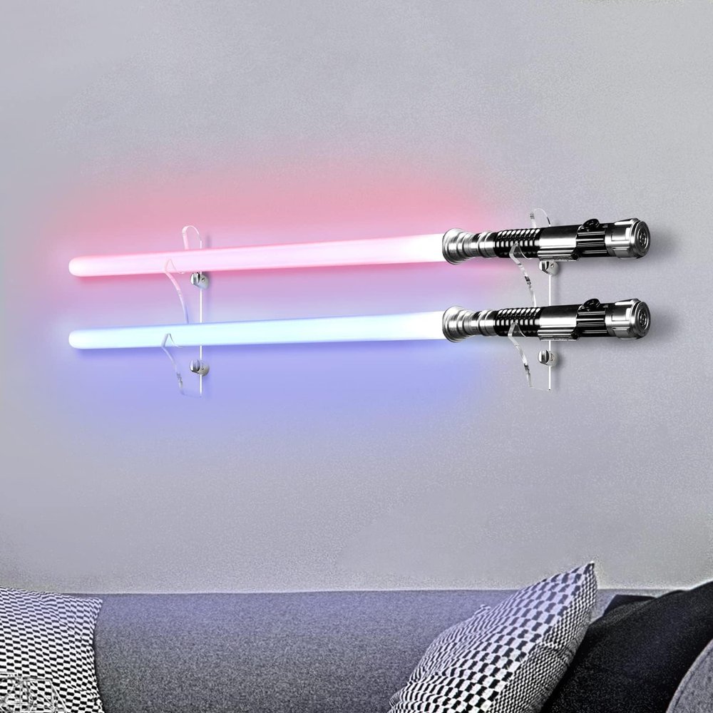 TOPNEW Lightsaber Wall Mount,Lightsaber Stand Holder Display Acrylic Light Saber Rack Suitable for Swords, Light Saber, Gift for Lightsaber Collectors(Transparent)