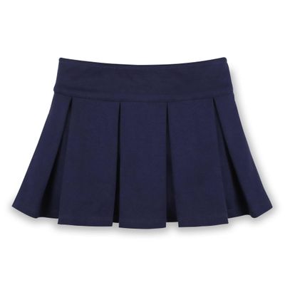 Hope & Henry Girls' Ponte Pleated Uniform Skort, 10, Navy