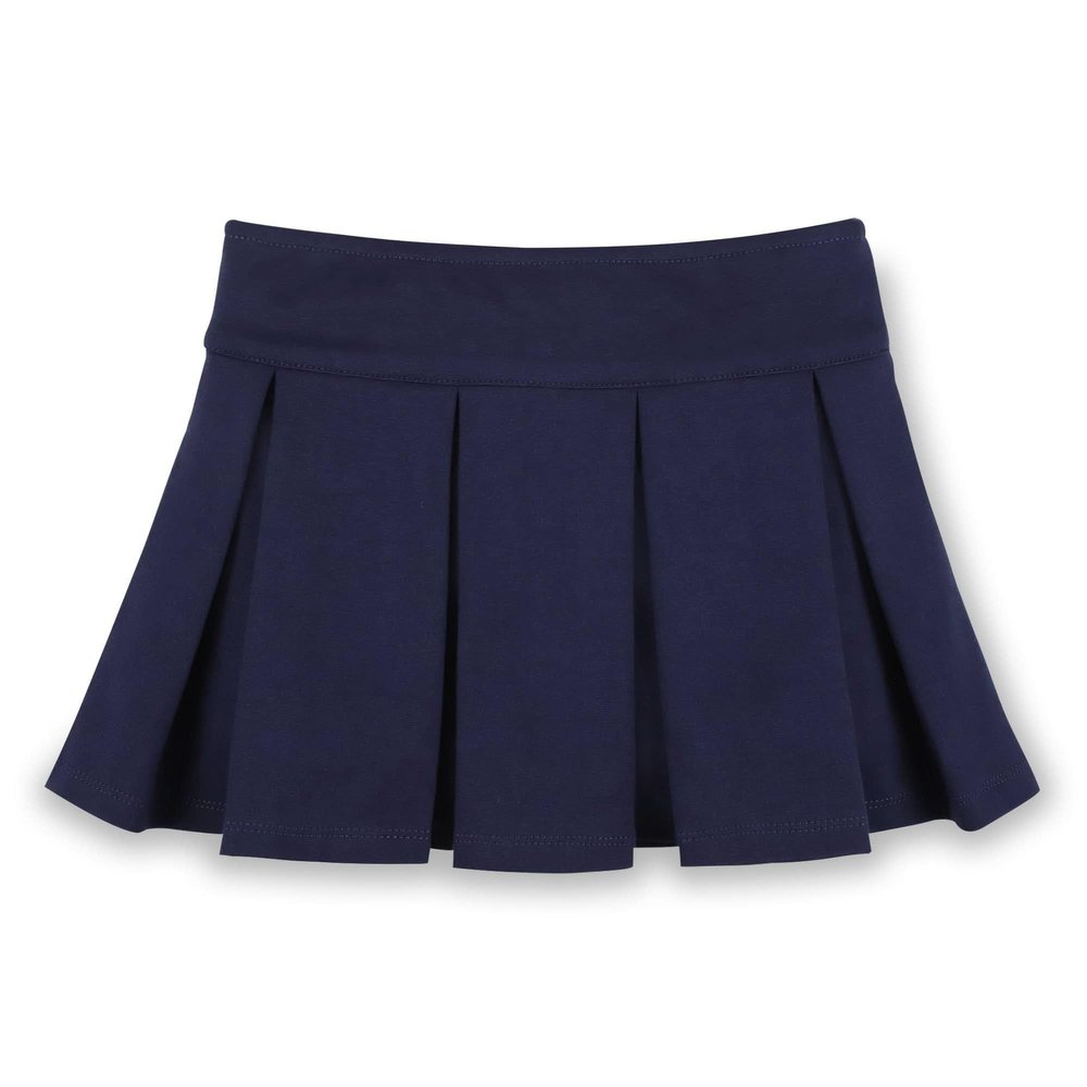 Hope & Henry Girls' Ponte Pleated Uniform Skort, 10, Navy