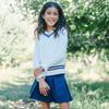 Hope & Henry Girls' Ponte Pleated Uniform Skort, 10, Navy view 3