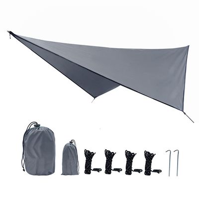 XIANGBINXUAN Tent Tarps Waterproof Hammock Shelter, Premium Lightweight Ripstop Nylon Cover UV Protection Durable Portable for Camping, Hiking, Picnic and Outdoor Activities (Gray)