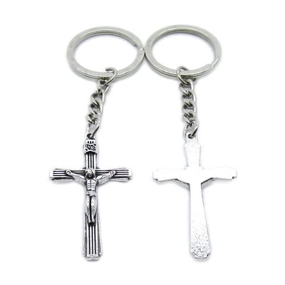 5 Pieces Keychain Keyring Door Car Key Chain Ring Tag Charms Supplies LG0Y7V INRI Cross