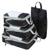 4pcs/Set Portable Travel Storage Bag Suitcase Organizer Set Extensible Packing Mesh Bags for Clothing Underwear Shoes (Black) view 1