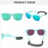 Hycredi Flexible Polarized Baby Sunglasses with Strap for Newborn Infant Boys Girls Age 0-24 Months-Green/Green Mirrored+White/Purple Red Mirrored view 4