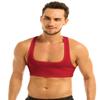 JEEYJOO Men's Short Solid Sleeveless Y Back Muscle Half Tank Top T-Shirts Sports Bras for Men Red XX-Large view 1