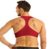 JEEYJOO Men's Short Solid Sleeveless Y Back Muscle Half Tank Top T-Shirts Sports Bras for Men Red XX-Large view 2