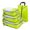 4pcs/Set Portable Travel Storage Bag Suitcase Organizer Set Extensible Packing Mesh Bags for Clothing Underwear Shoes (Green) view 1