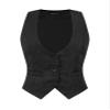 Allegra K Vintage Vest for Women's Button Up Jacquard Steampunk Suit Waistcoat with Pockets Medium Black view 1