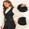 Allegra K Vintage Vest for Women's Button Up Jacquard Steampunk Suit Waistcoat with Pockets Medium Black view 2