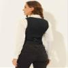 Allegra K Vintage Vest for Women's Button Up Jacquard Steampunk Suit Waistcoat with Pockets Medium Black view 3