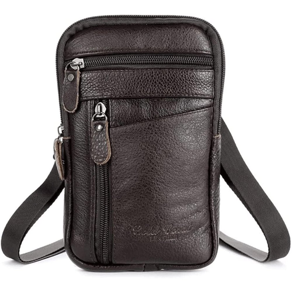 Feilx Men's Leather Fashion Phone Pouch Belt Bag Shoulder Crossbody Fanny Pack Travel Shoulder Waist Bag (Color : B, Size : 13 * 1 * 21cm)