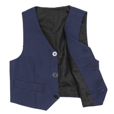 Manyakai Kids Boys Solid Color Formal Suit Vest Dressy Waistcoat Gentleman Wedding Party Outfits Navy Blue 7-8 Years