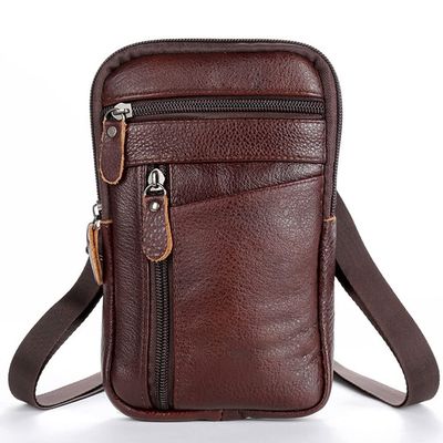 Feilx Men's Leather Fashion Phone Pouch Belt Bag Shoulder Crossbody Fanny Pack Travel Shoulder Waist Bag (Color : A, Size : 13 * 1 * 21cm)
