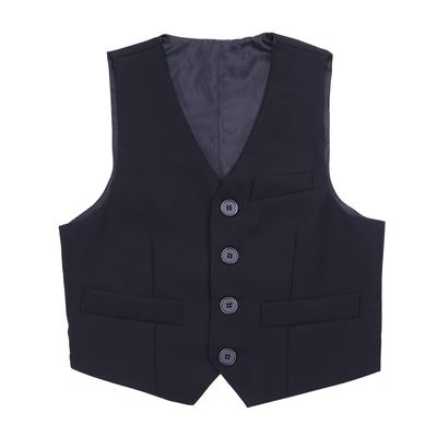 Manyakai Kids Boys Solid Color Formal Suit Vest Dressy Waistcoat Gentleman Wedding Party Outfits Black 10-12 Years