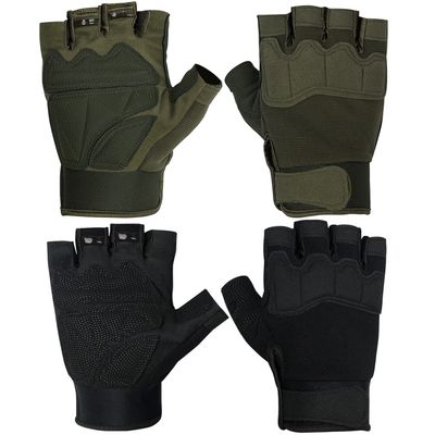 FIORETTO Fingerless Gloves for Airsoft Shooting Half Finger Hunting Hiking Cycling Driving Motorcycle Climbing Work Gloves 2 Pairs(Black+Green) XX-Large
