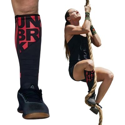 UNBROKENSHOP Shin Sleeves Pro Red 7mm Neoprene, Weightlifting, Deadlift, Rope Climb, Box Jumps for Men and Women, Single (L/XL)