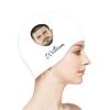 Custom Swim Cap with Your Photo Personalized Silicone Swim Cap for Men and Women Swimming, Flexible Adult Swimmers Cap for Short and Medium Length Hair view 1