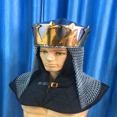 ARTIZANSTORE Medieval King Arthur Helmet with Av Entail, Chain Silver Mail Helmet Larp Armor Halloween Costume
