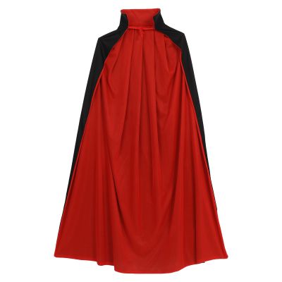 BESPORTBLE Halloween Vampire Costume Cape: Vampire Cloak Dual - Layer Stand Collar Cape for Halloween Masquerade Cosplay Cloak Prop (Black Red) 1.4m