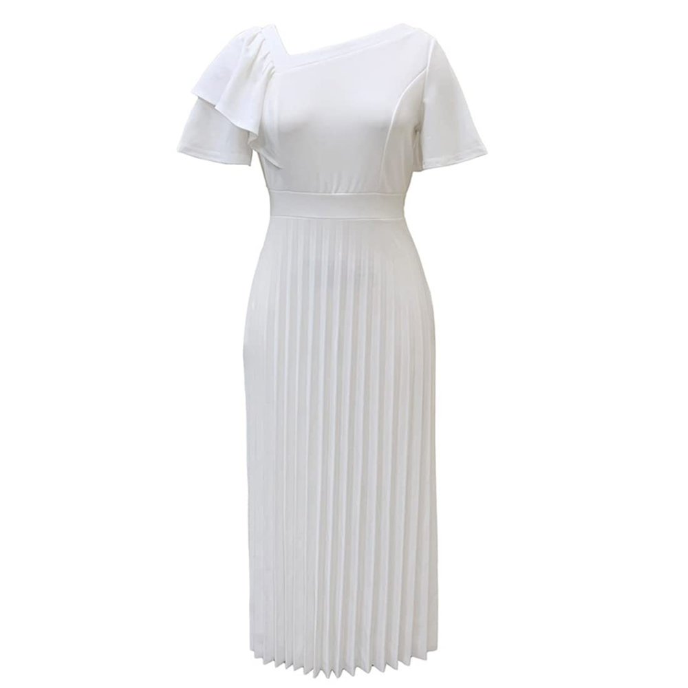Ez-sofei Women's Short Sleeve Vintage 1940s Cocktail Dresses White