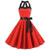 1950s Vintage Evening Dress Party Dresses Women Cocktail Bridesmaid Halter Neck Cocktail Dress, Women 1950's Vintage Polka Dots Maid Retro Attire Pin Up Dresses D#Red XL view 1
