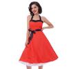 1950s Vintage Evening Dress Party Dresses Women Cocktail Bridesmaid Halter Neck Cocktail Dress, Women 1950's Vintage Polka Dots Maid Retro Attire Pin Up Dresses D#Red XL view 2