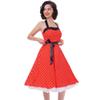 1950s Vintage Evening Dress Party Dresses Women Cocktail Bridesmaid Halter Neck Cocktail Dress, Women 1950's Vintage Polka Dots Maid Retro Attire Pin Up Dresses D#Red XL view 4