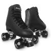 Roller Skates for Women with PU Leather High-top Double Row Rollerskates, Unisex-Adult Indoor Outdoor Black Derby Skate Men Size 8 with Adjustable Fast Braking for Beginner view 1